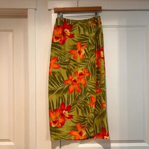 Vintage‎ Worthington Womens Silk Tropical Floral Maxi Skirt Wrap Vacation Size 4
